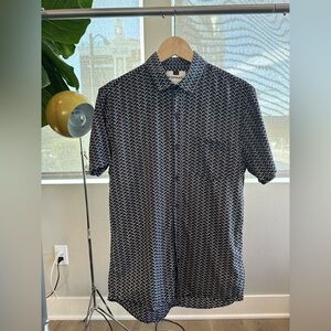 Topman Navy and White Cotton Viscose Shirt